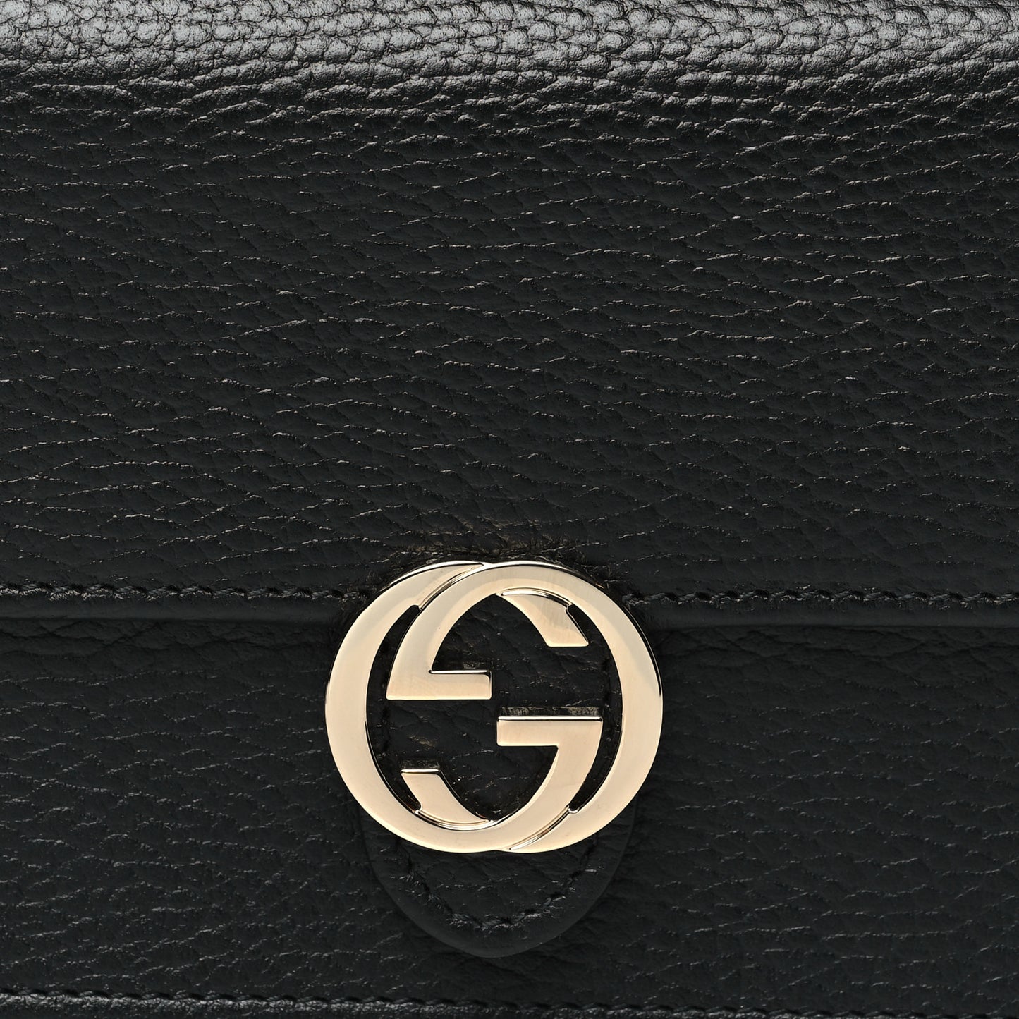 Dollar Calfskin Interlocking G Chain Wallet Black