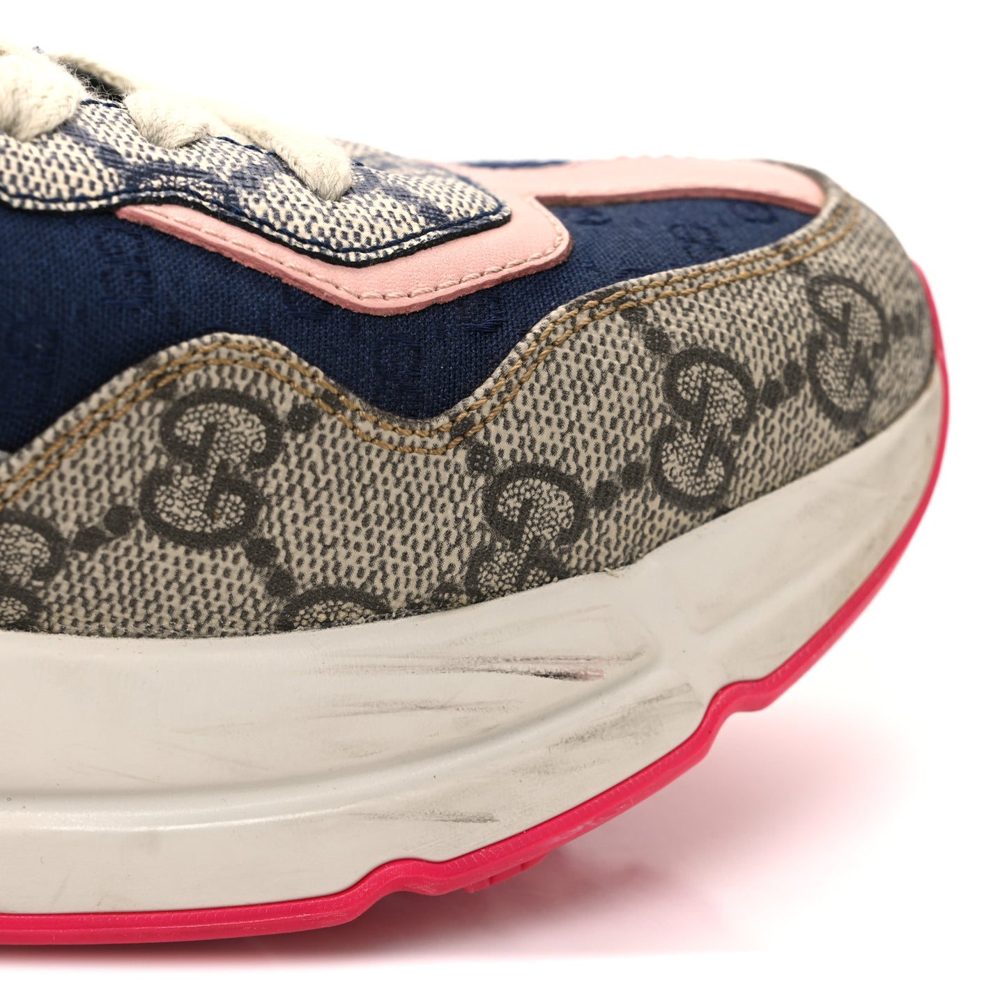 GG Supreme Monogram Mix Monogram Womens Rhyton Sneakers 35.5 London Blue Beige Pale Pink
