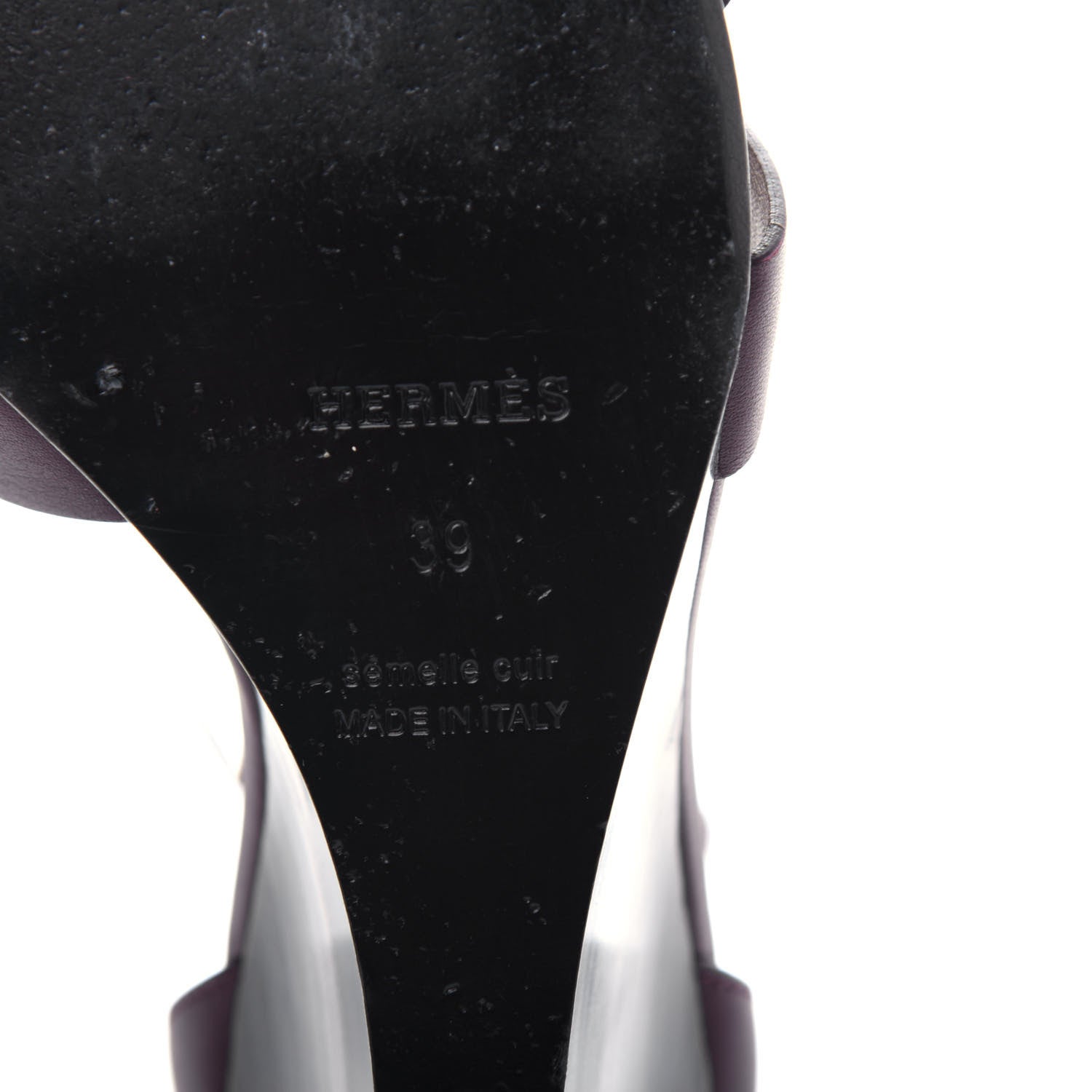 Hermes Calfskin Legend Wedge Sandals 39 Cassis 9 of 10
