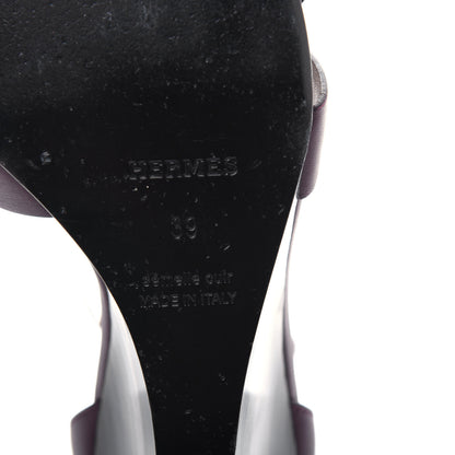 Hermes Calfskin Legend Wedge Sandals 39 Cassis 9 of 10