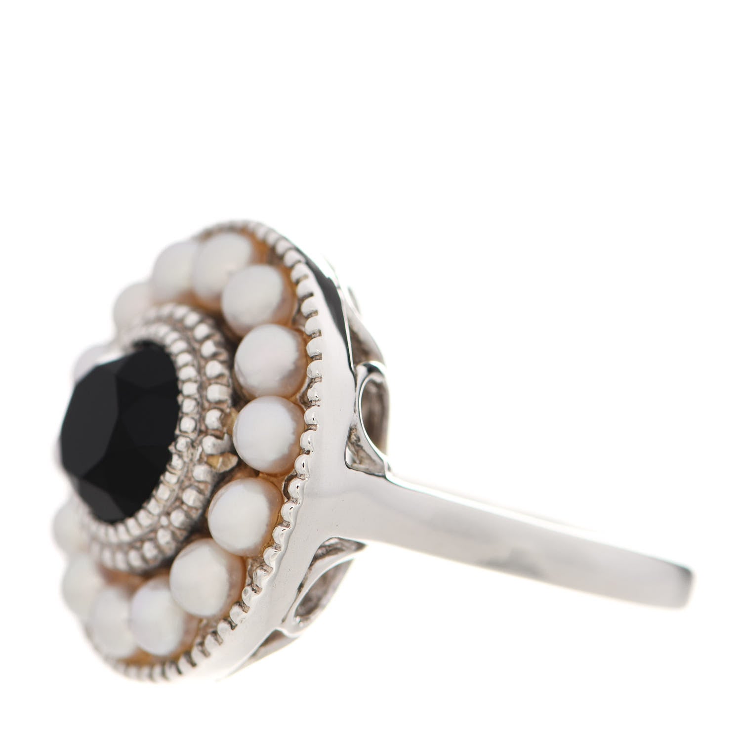 Tiffany Sterling Silver Black Onyx Freshwater Pearl Ziegfeld Ring 50 5.25 3 of 5