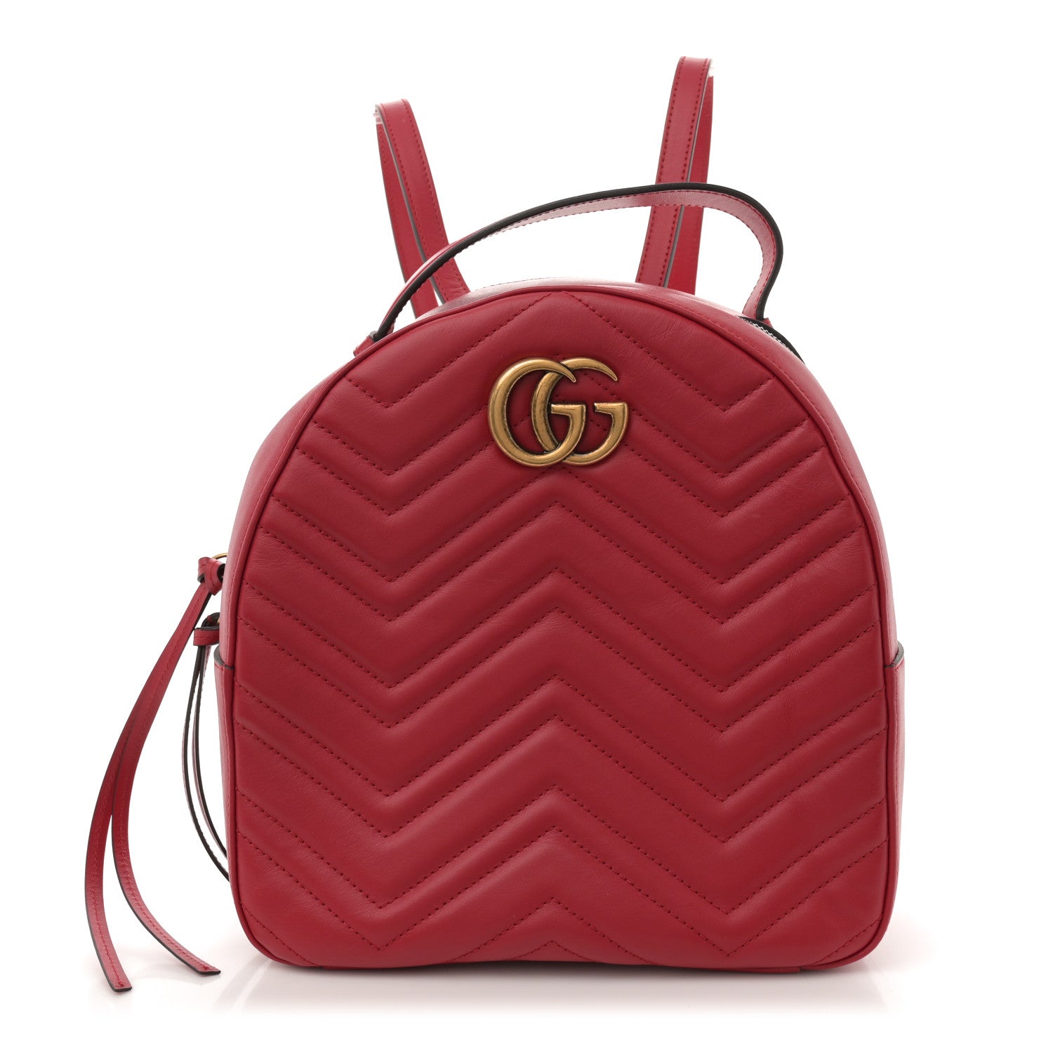 Gucci Calfskin Matelasse GG Marmont Dome Backpack Hibiscus Red 1 of 11
