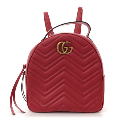 Gucci Calfskin Matelasse GG Marmont Dome Backpack Hibiscus Red 1 of 11