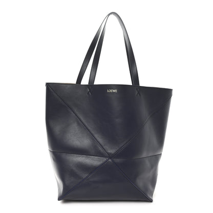 Loewe Shiny Calfskin Large Puzzle Fold Tote Abyss Blue 1 of 10