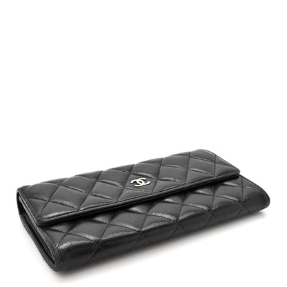 Chanel Lambskin Quilted Large Gusset Flap Wallet Black 4 of 19