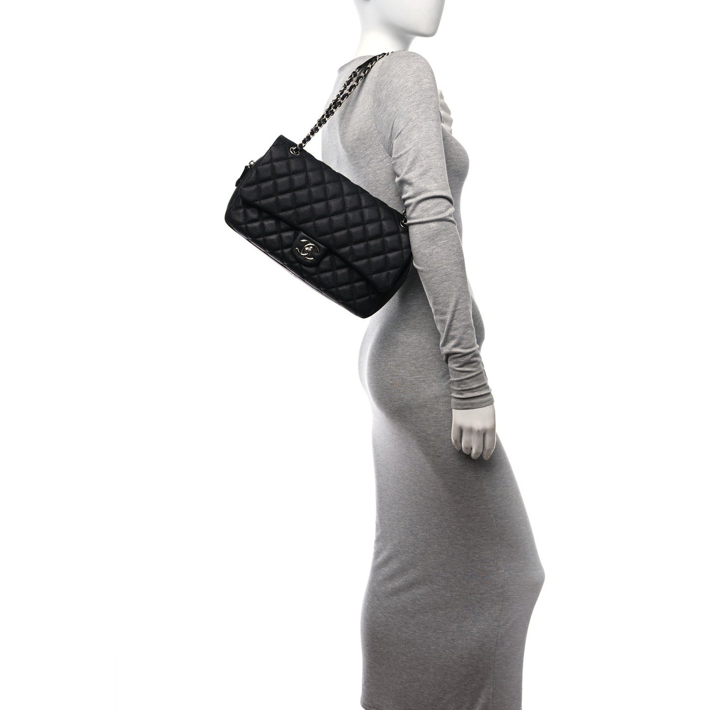 Caviar Quilted Jumbo Easy Flap Black