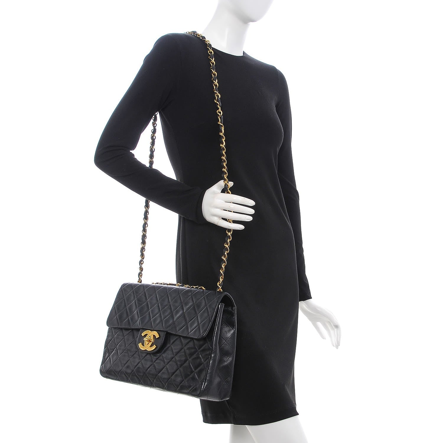 Chanel Lambskin Quilted XL Jumbo Single Flap Black 2 of 7