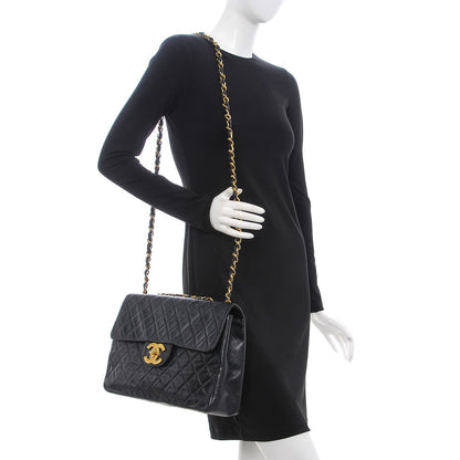 Chanel Lambskin Quilted XL Jumbo Single Flap Black 2 of 7
