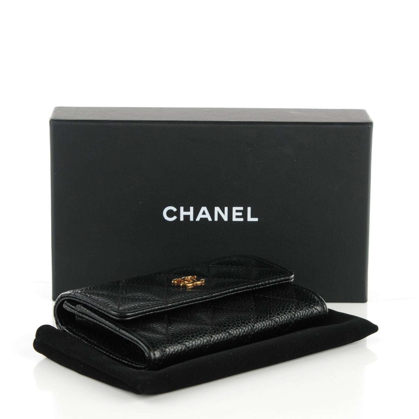 Caviar Quilted Card Holder Black