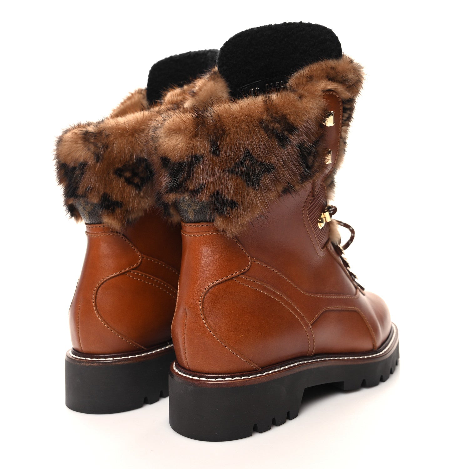 Louis Vuitton Calfskin Mink Territory Ranger Combat Boots 38 Cognac 4 of 8
