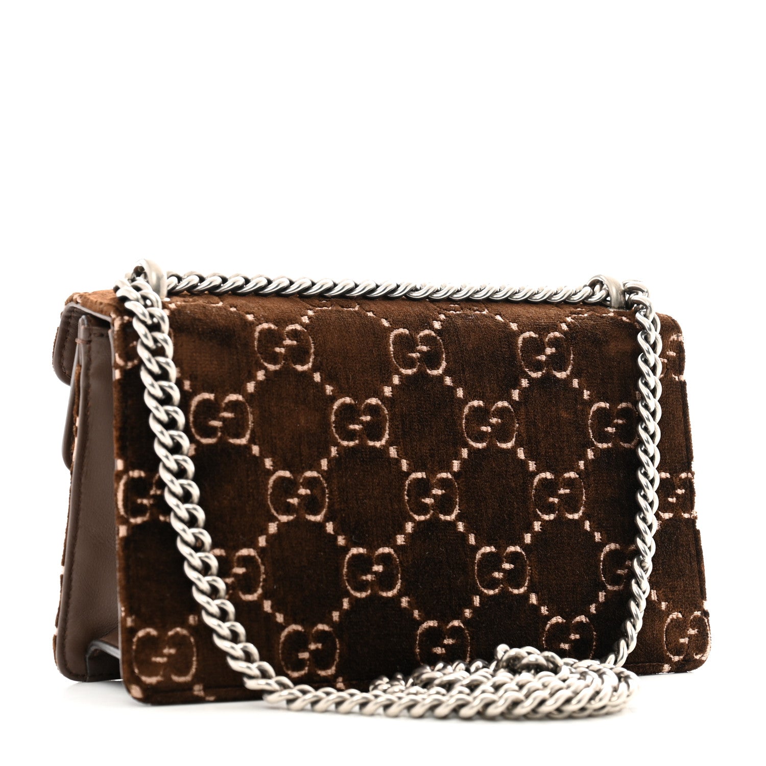 Gucci Velvet Moon Calfskin Crystal GG Monogram Small Dionysus Shoulder Bag Brown Vintage Cocoa Black Diamond 3 of 11