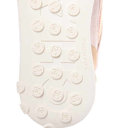 Chanel Wool Nylon Lambskin Suede Calfskin Womens Logo Sneakers 38.5 Beige Pink 7 of 8