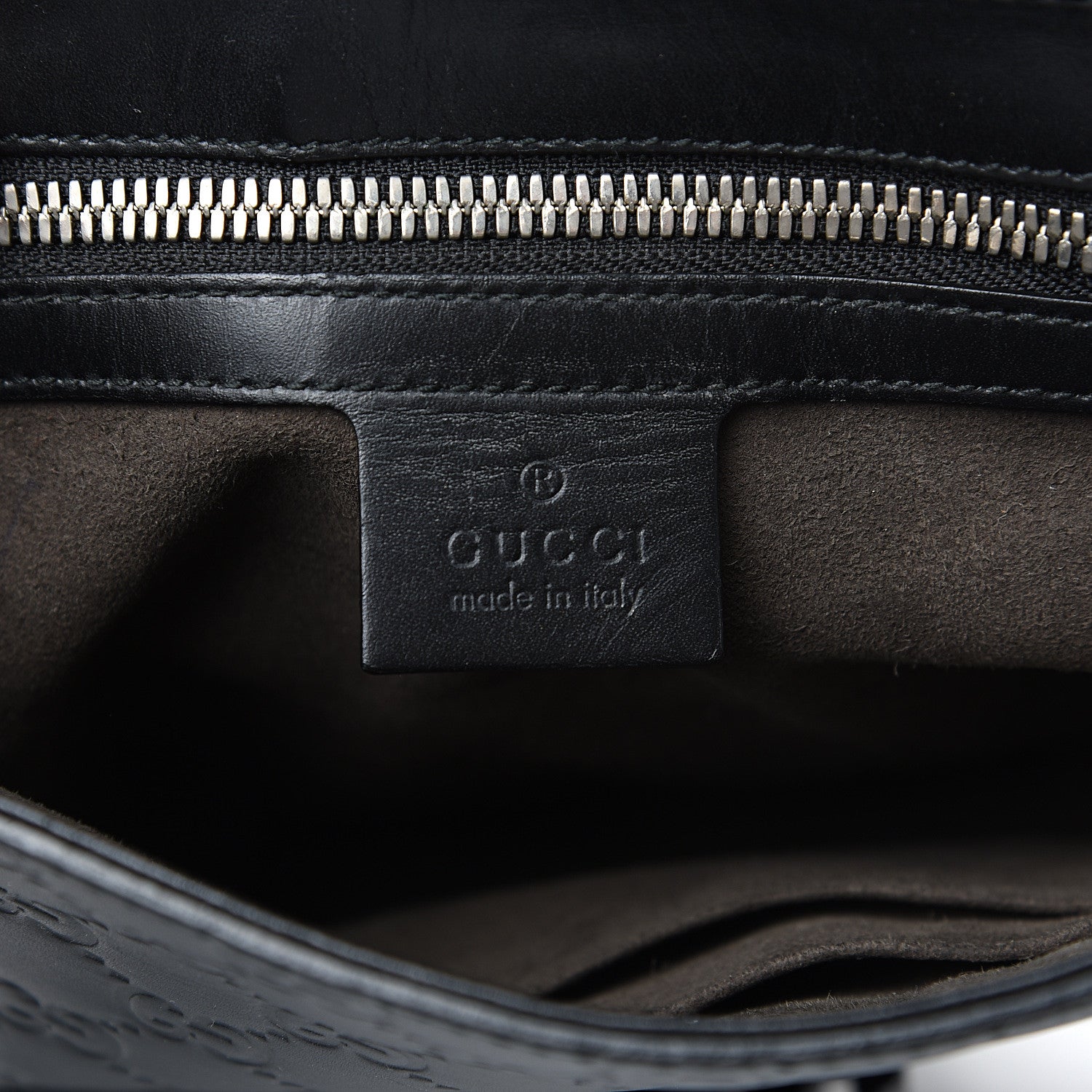 Gucci Guccissima Signature Single Buckle Flap Messenger Bag Black 5 of 14