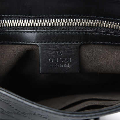 Gucci Guccissima Signature Single Buckle Flap Messenger Bag Black 5 of 14
