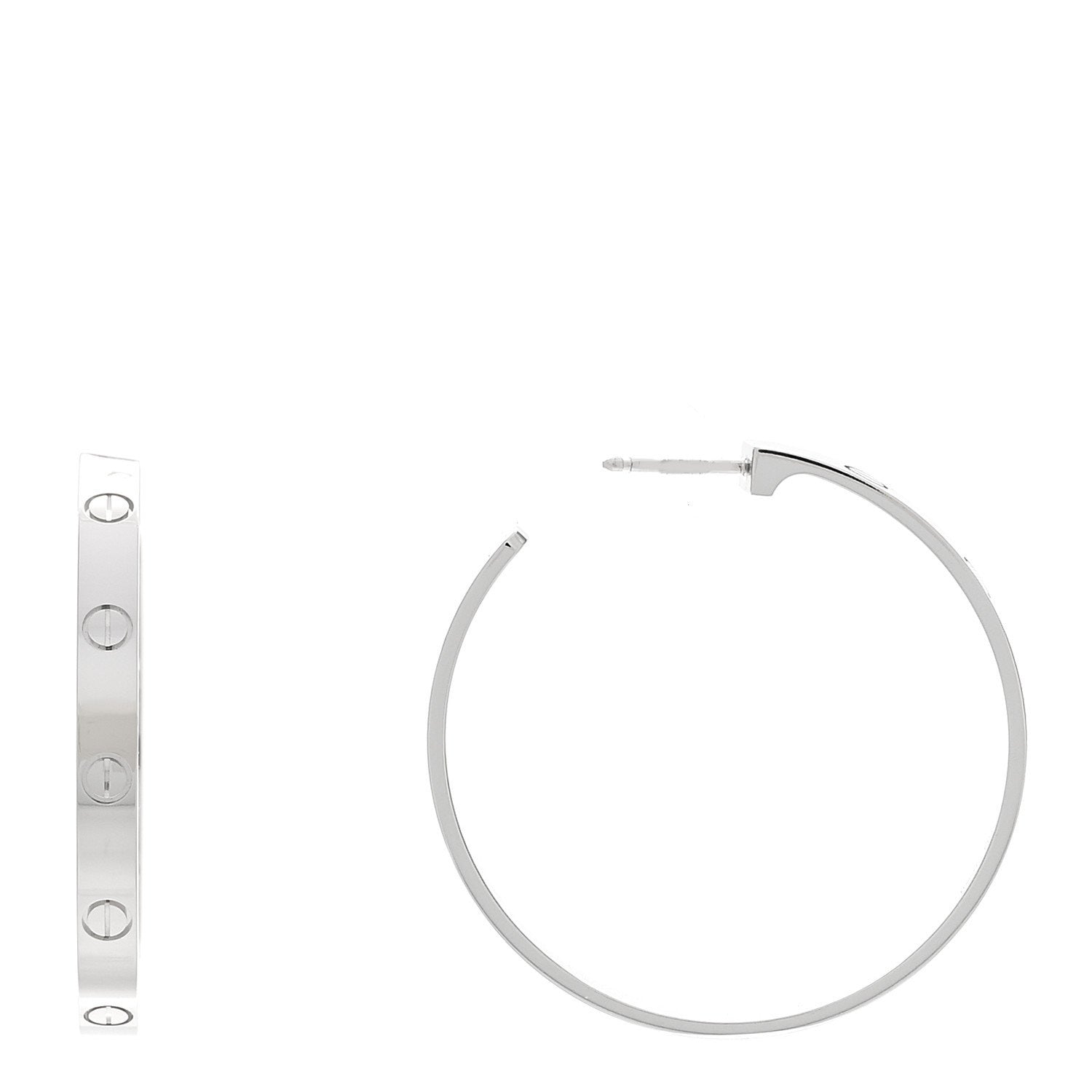 Cartier 18K White Gold Large LOVE Hoop Earrings 1 of 5