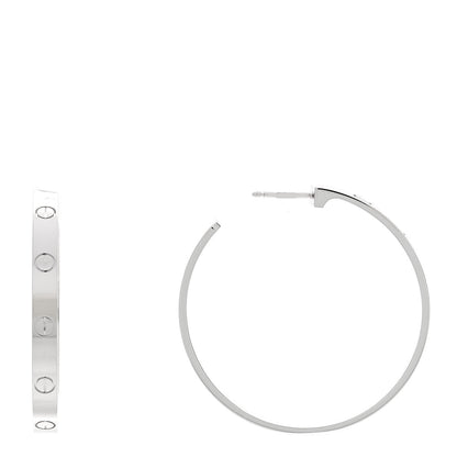 Cartier 18K White Gold Large LOVE Hoop Earrings 1 of 5