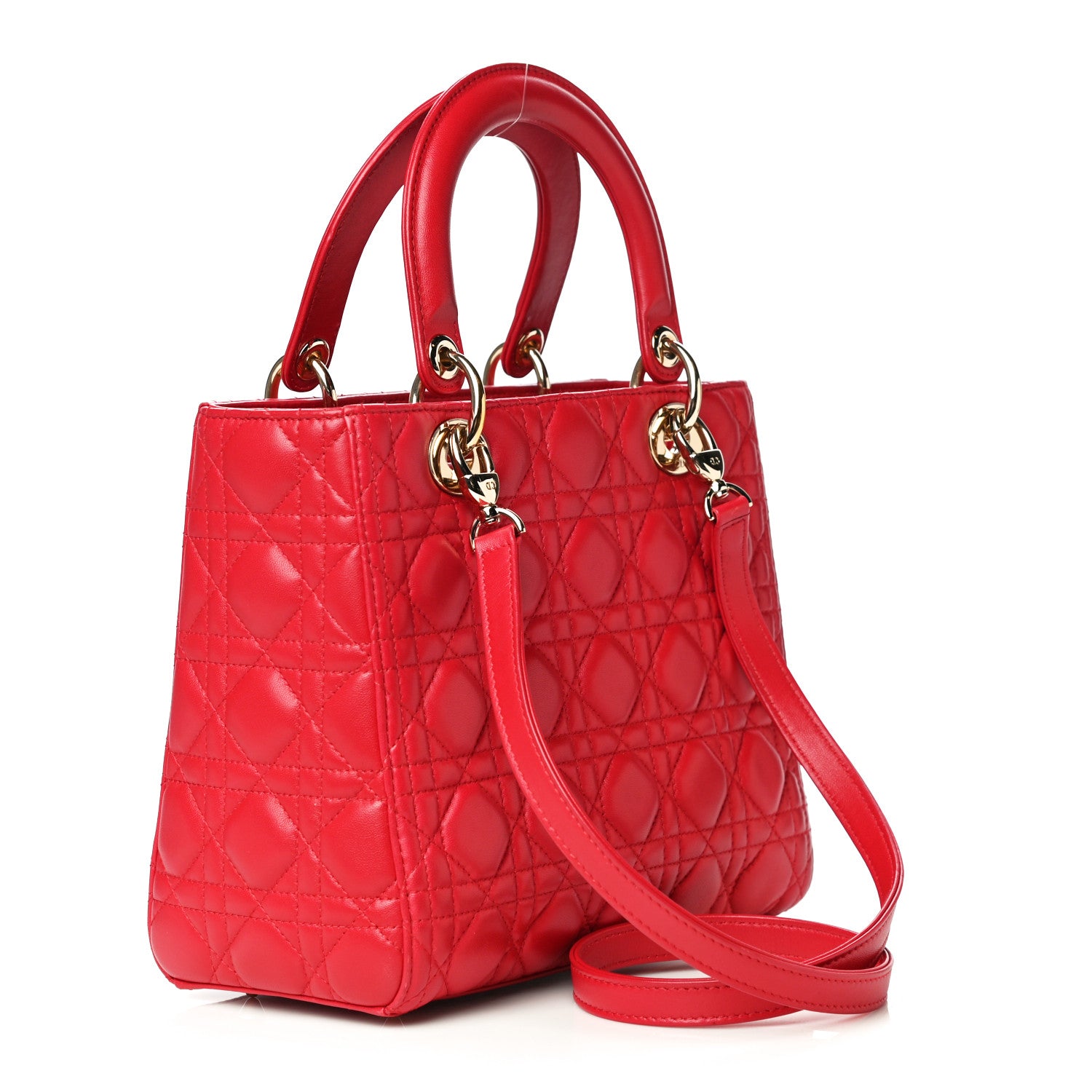 Christian Dior Lambskin Cannage Medium Lady Dior Red 3 of 11