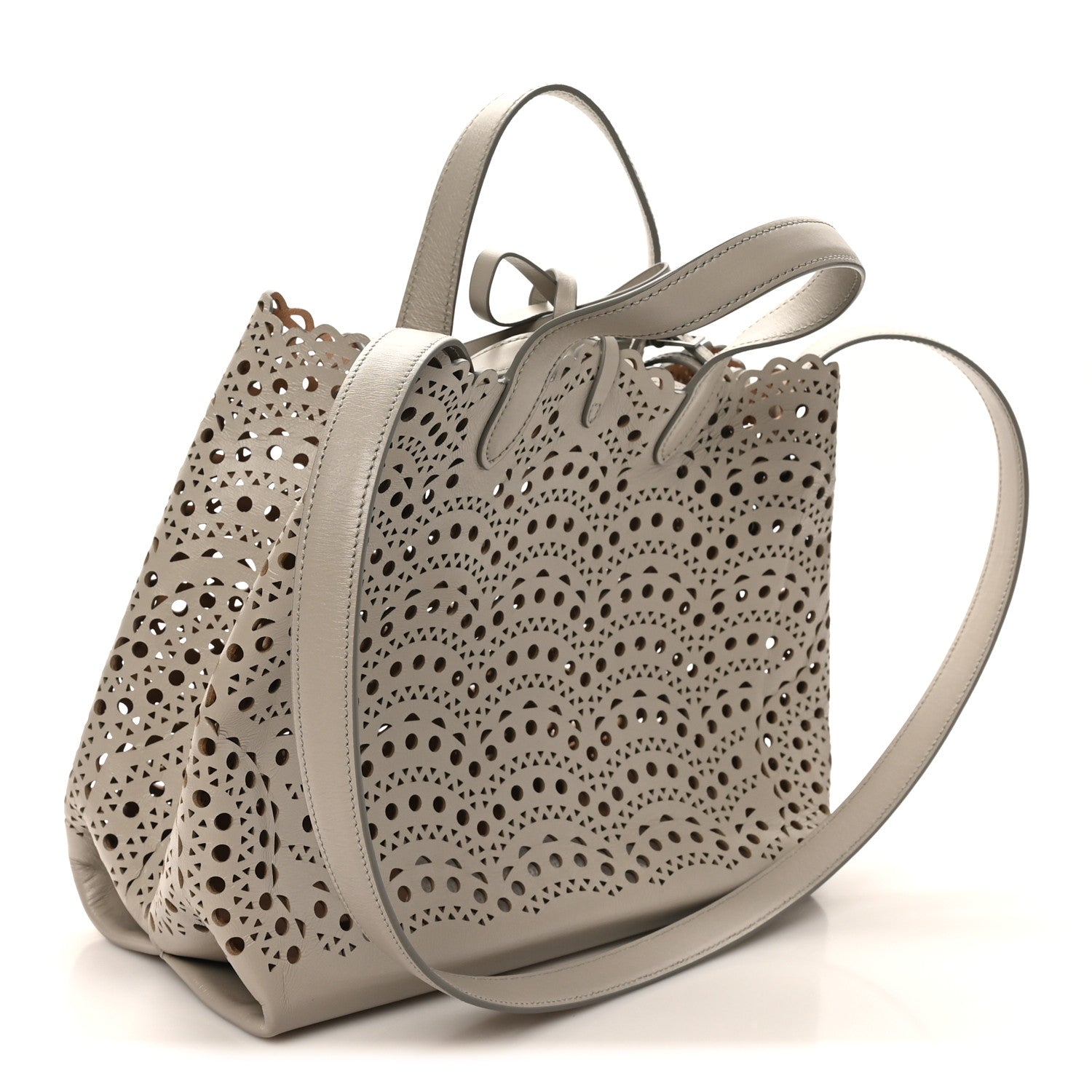 Alaia Lux Calfskin Vienne Wave Mina 25 Bag Perle 4 of 10