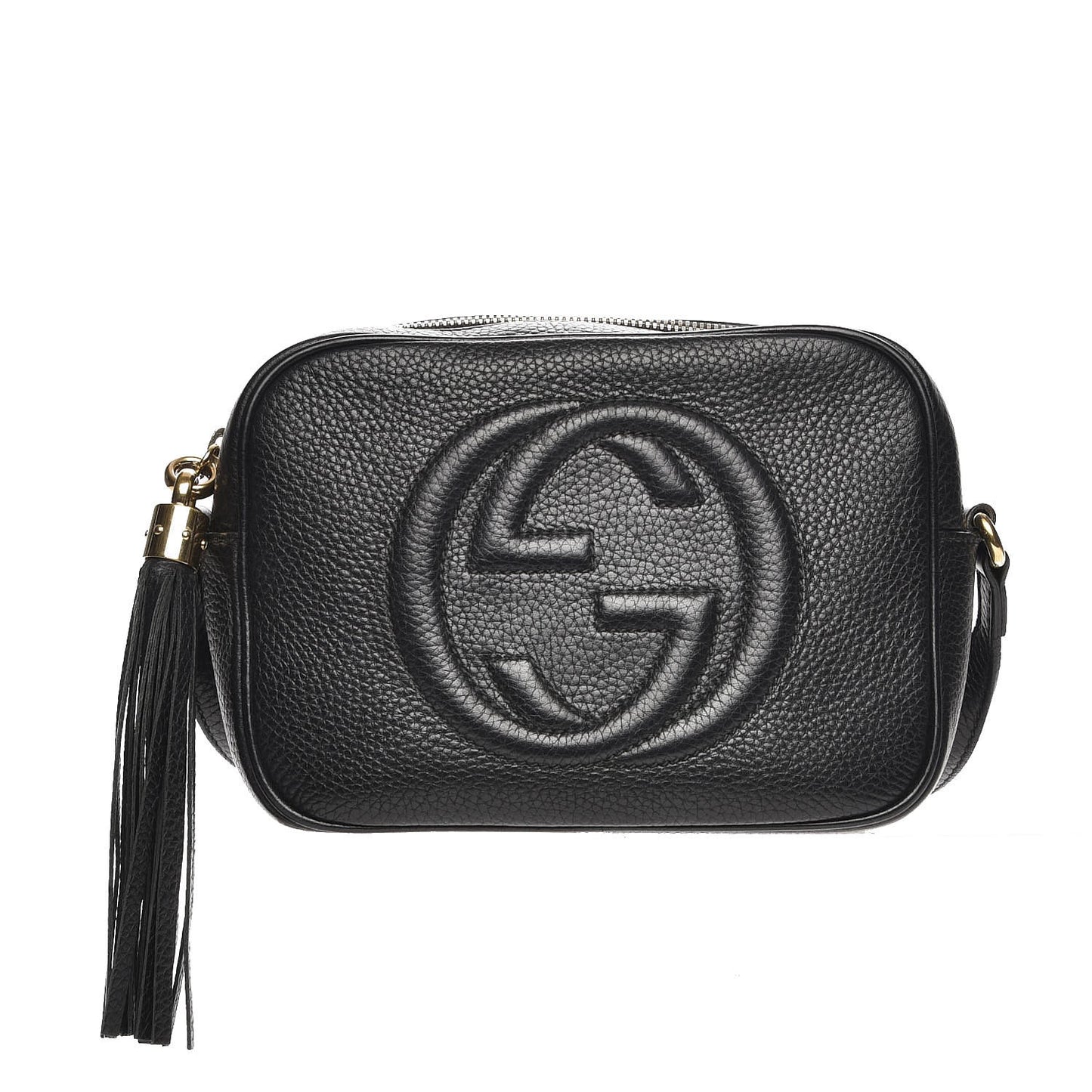 Pebbled Calfskin Small Soho Disco Bag Black