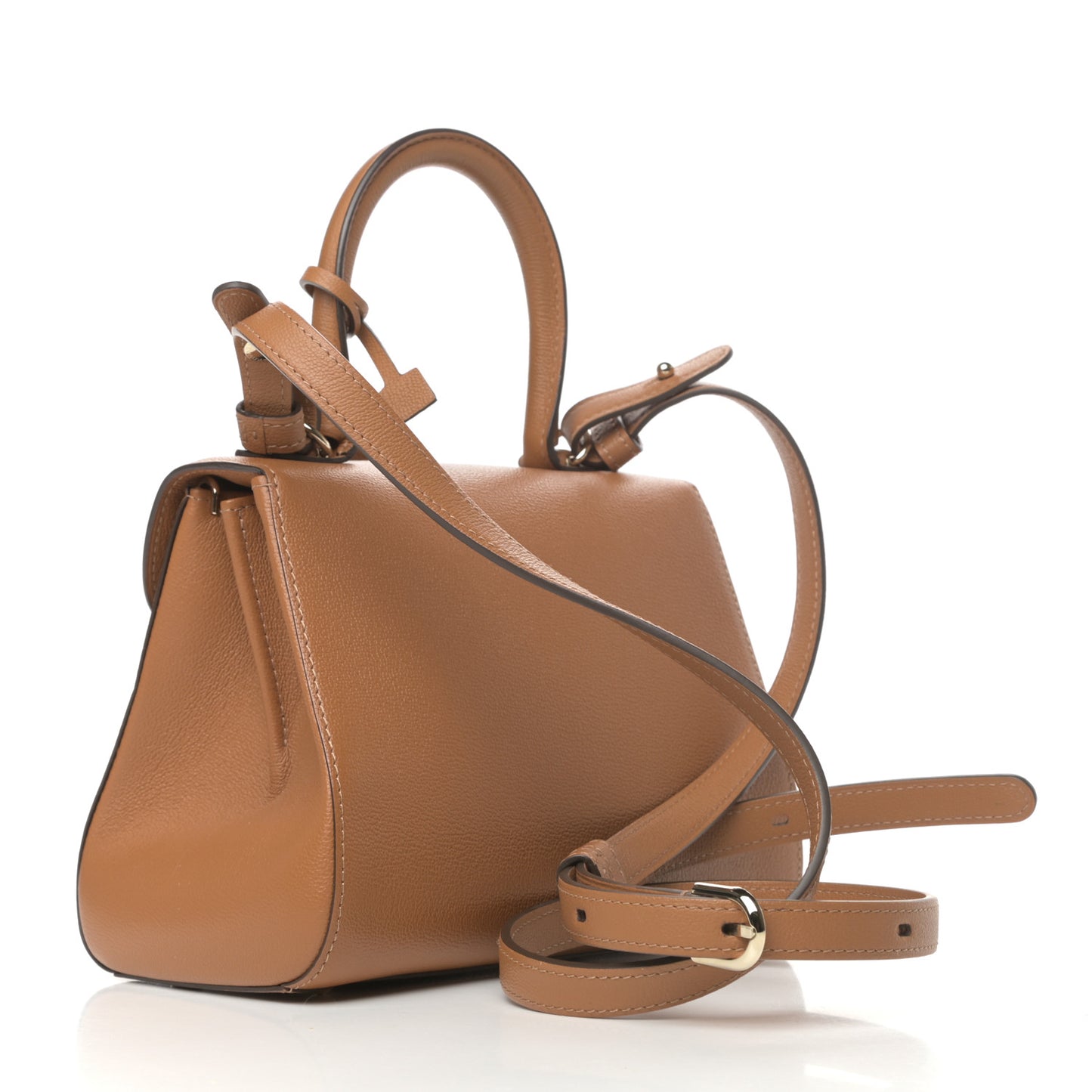 Grained Calfskin Mini Brillant Satchel Natural