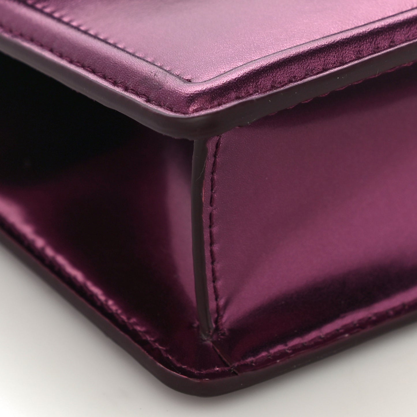 Metallic Nappa Small Devotion Top Handle Bag Purple