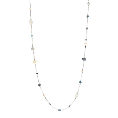 David Yurman Sterling Silver 18K Yellow Gold Labradorite Hematine Blue Topaz Elements Chain Necklace 1 of 4