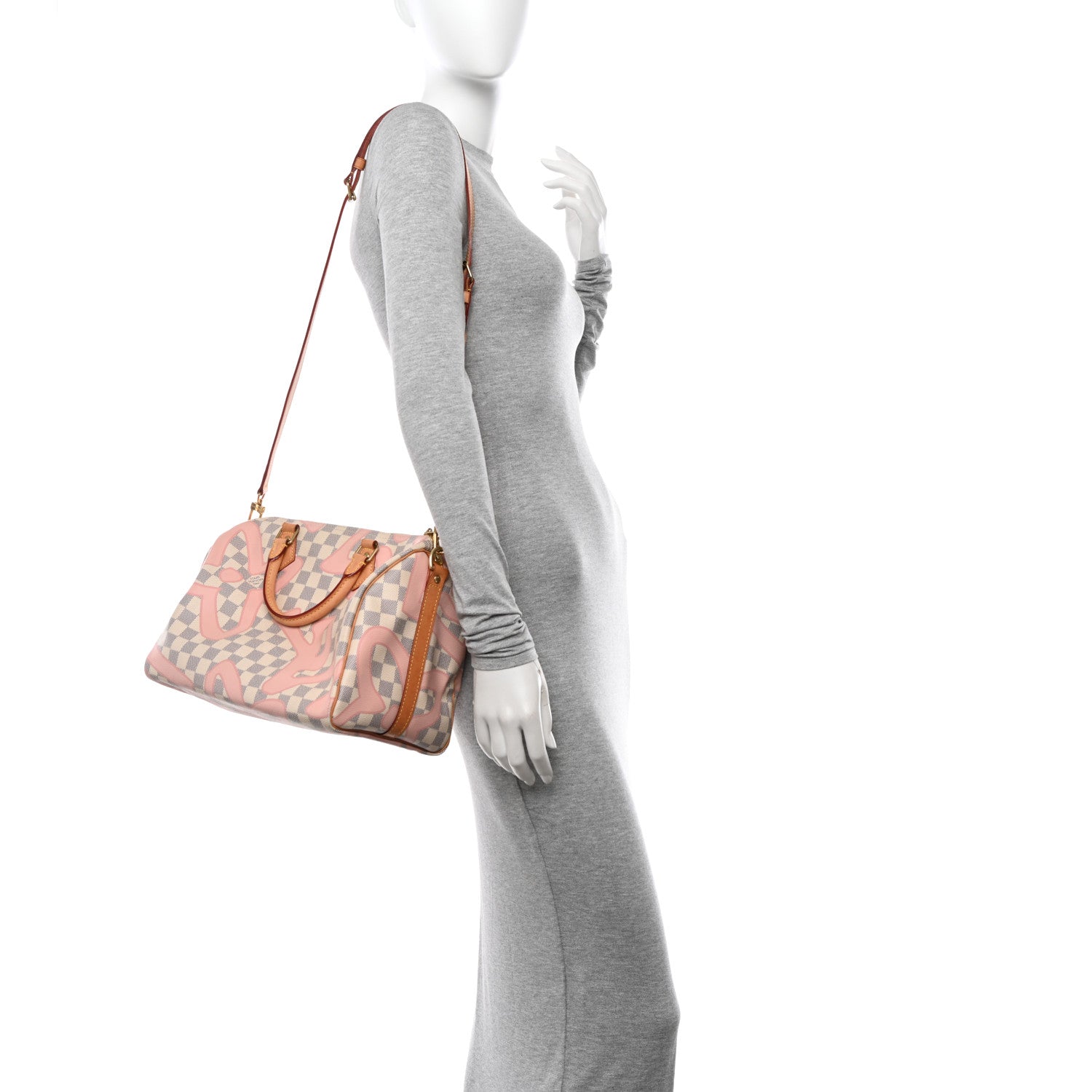 Louis Vuitton Damier Azur Tahitienne Speedy Bandouliere 30 Rose Ballerine 3 of 13