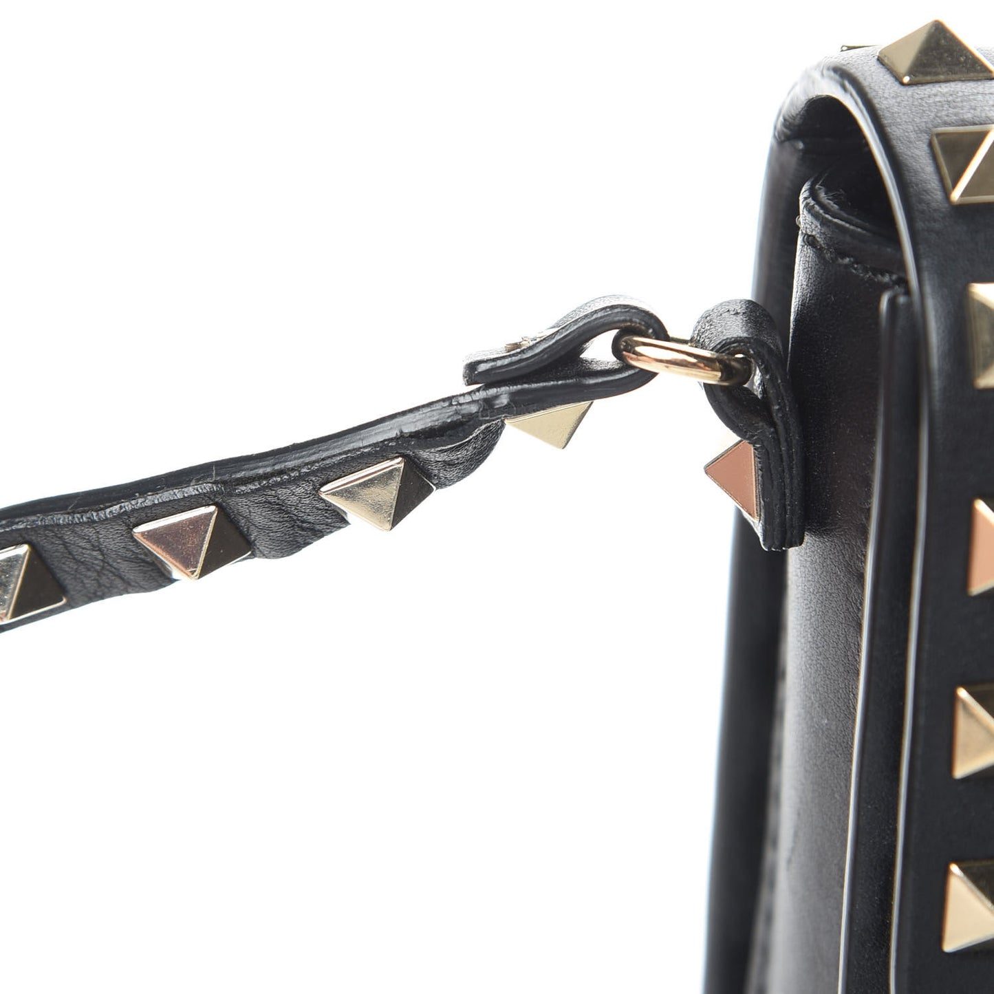 Vitello Rockstud Flap Crossbody Bag Black