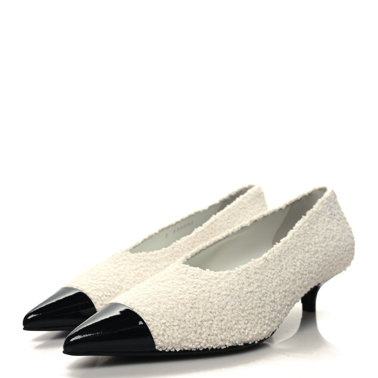 Tweed Patent Calfskin Pumps 38 White Black