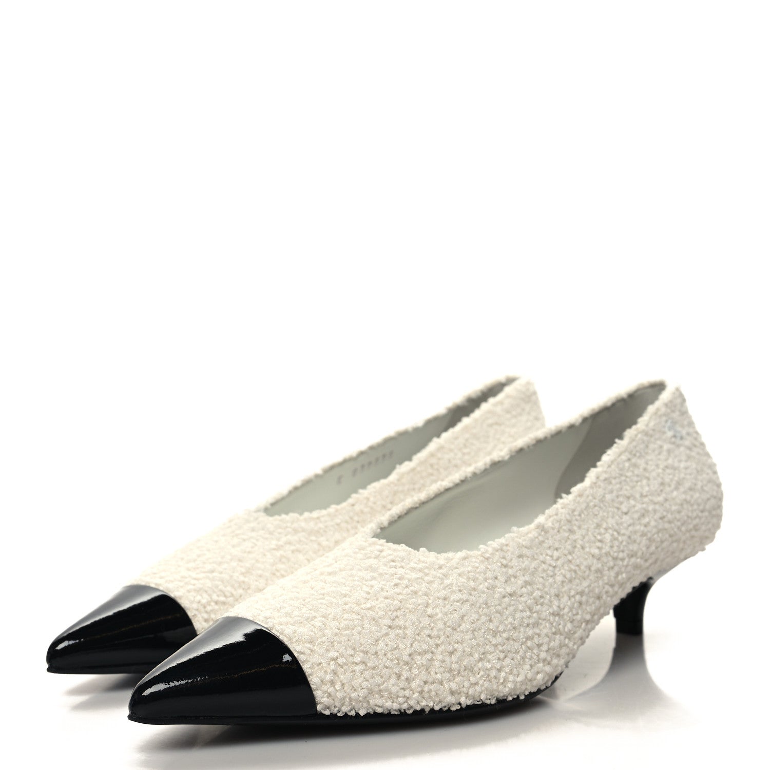 Chanel Tweed Patent Calfskin Pumps 38 White Black 3 of 9
