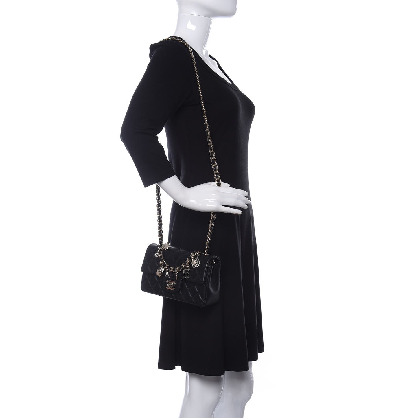 Lambskin Quilted Mini Coco Charms Rectangular Flap Black