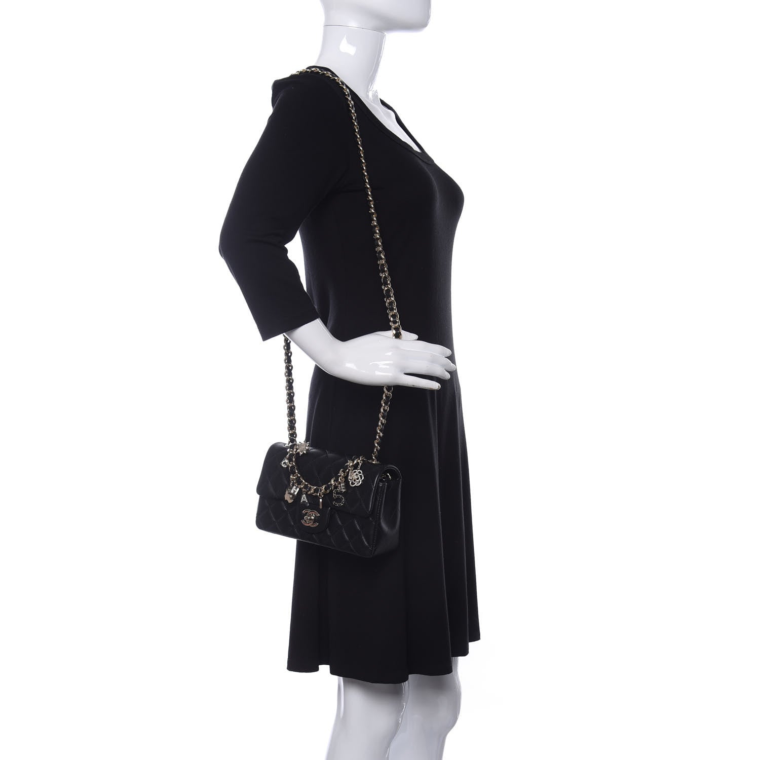 Chanel Lambskin Quilted Mini Coco Charms Rectangular Flap Black 2 of 11