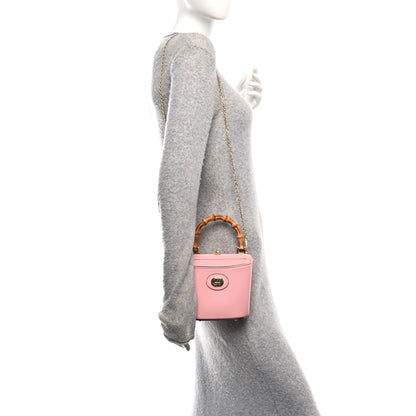 Gucci Textured Dollar Calfskin Bamboo Mini Marina Bucket Bag Wild Rose 2 of 10