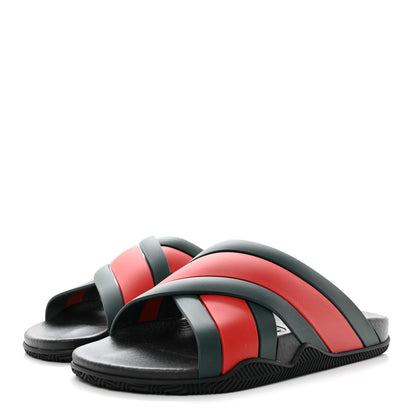 Gucci Rubber Web Womens Criss Cross Slide Sandals 39 Green Red 3 of 9