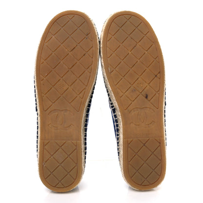 Chanel Velvet Logo Espadrilles 38 Navy Black 7 of 11