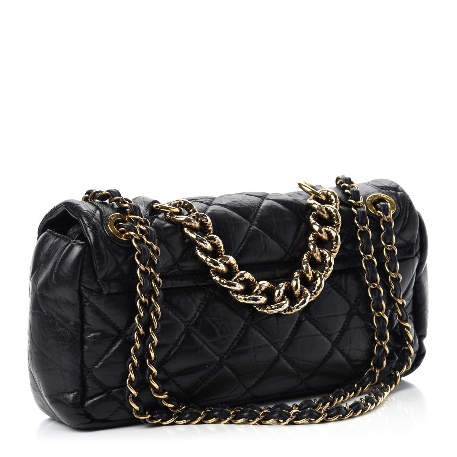 Chanel Aged Calfskin Quilted Medium Pondichery Flap Black 4 of 12