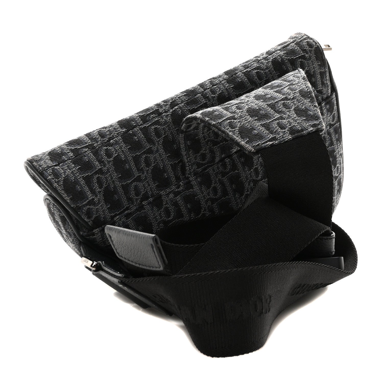 Christian Dior Oblique Mens Saddle Bag Black Blue 3 of 9