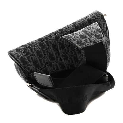 Christian Dior Oblique Mens Saddle Bag Black Blue 3 of 9