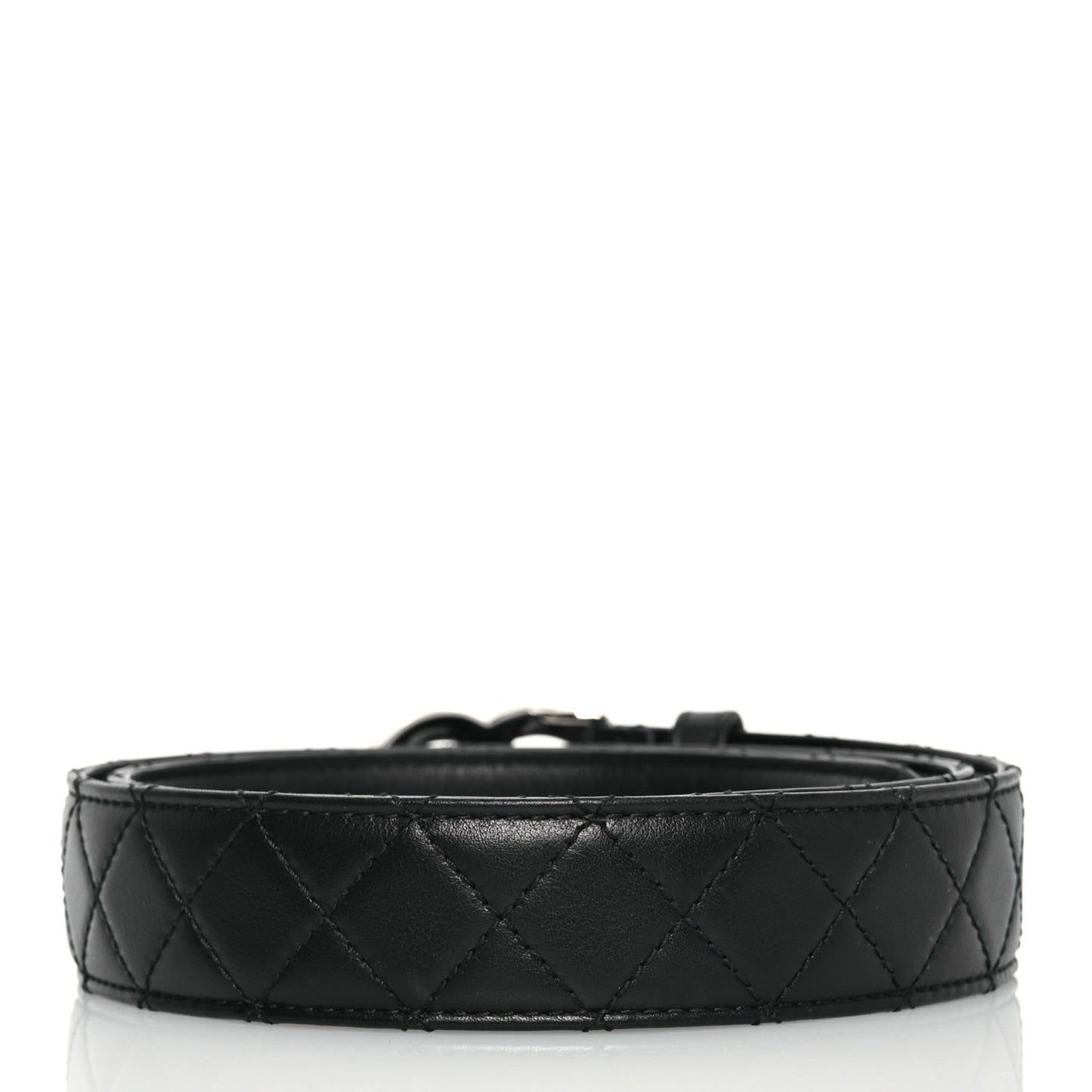 Lambskin Quilted CC Belt 90 36 Black Silvery
