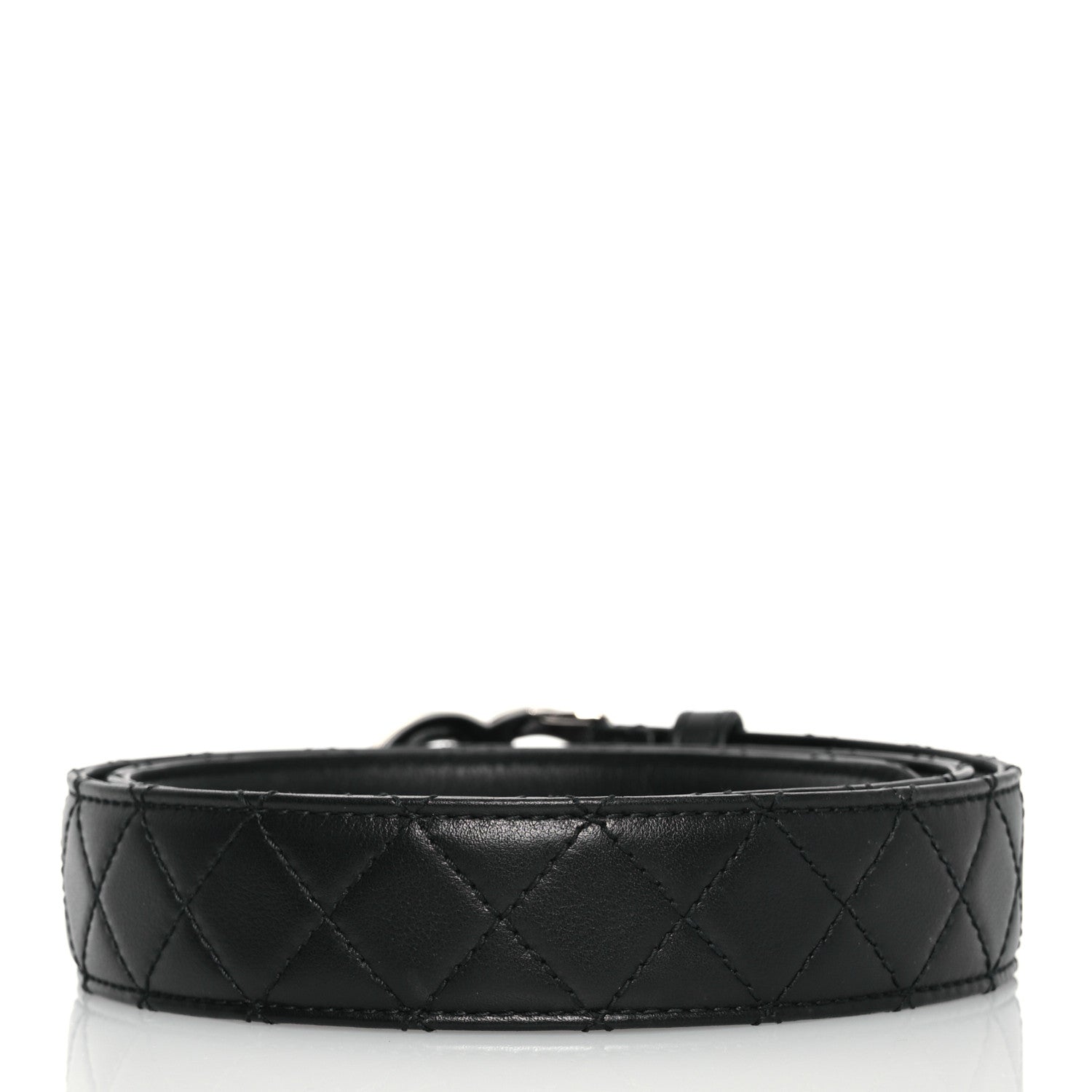 Chanel Lambskin Quilted CC Belt 90 36 Black Silvery 2 of 10