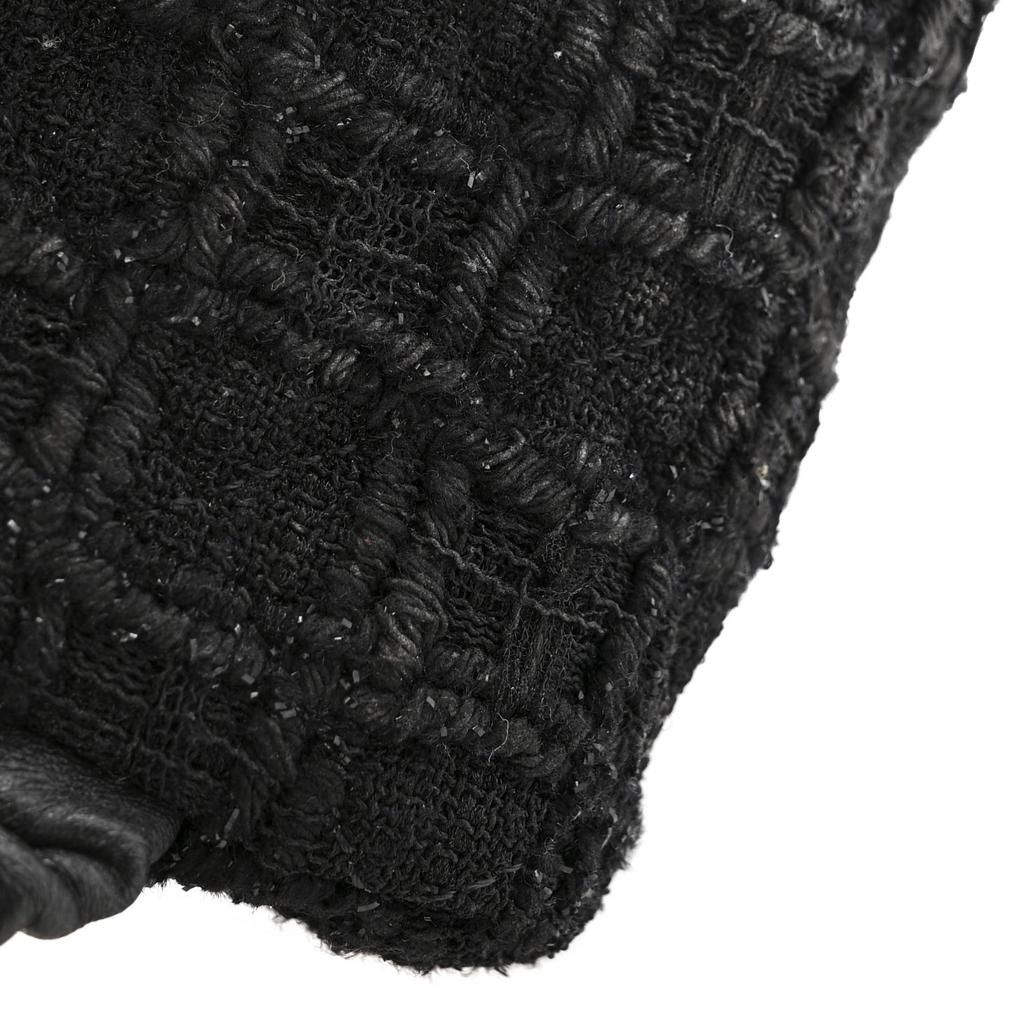 Tweed Lambskin Quilted Arm Coin Purse Black