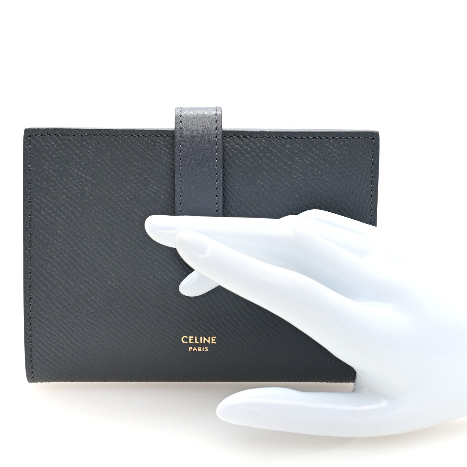 Celine Grained Calfskin Medium Multifunction Strap Wallet Grey 2 of 6