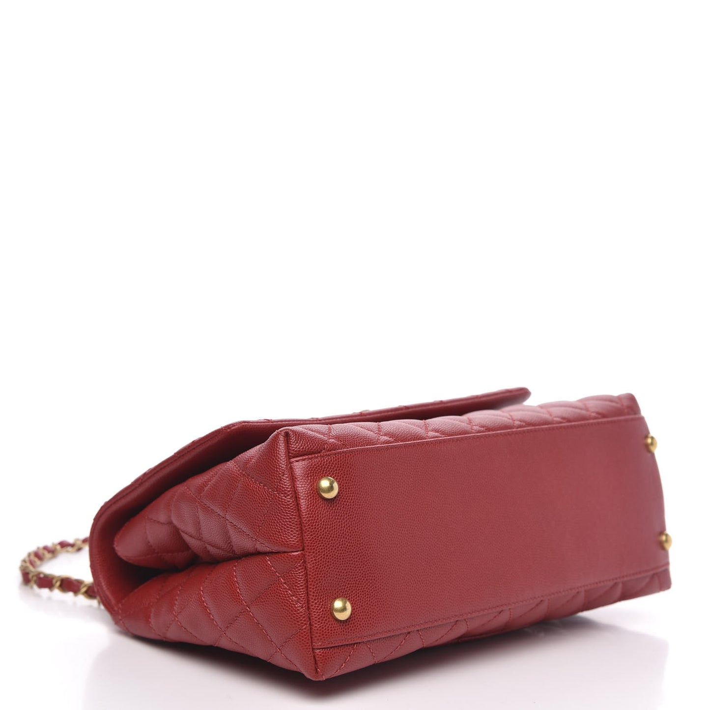 Caviar Quilted Small Coco Handle Flap Red