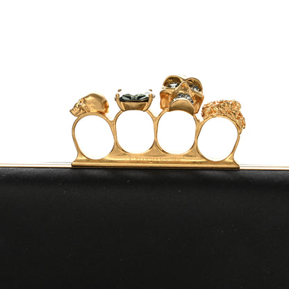 Alexander McQueen Satin Skull Knuckle Duster Box Clutch Black 10 of 13
