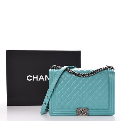 Chanel Lambskin Quilted Large Boy Flap Turquoise 9 of 9