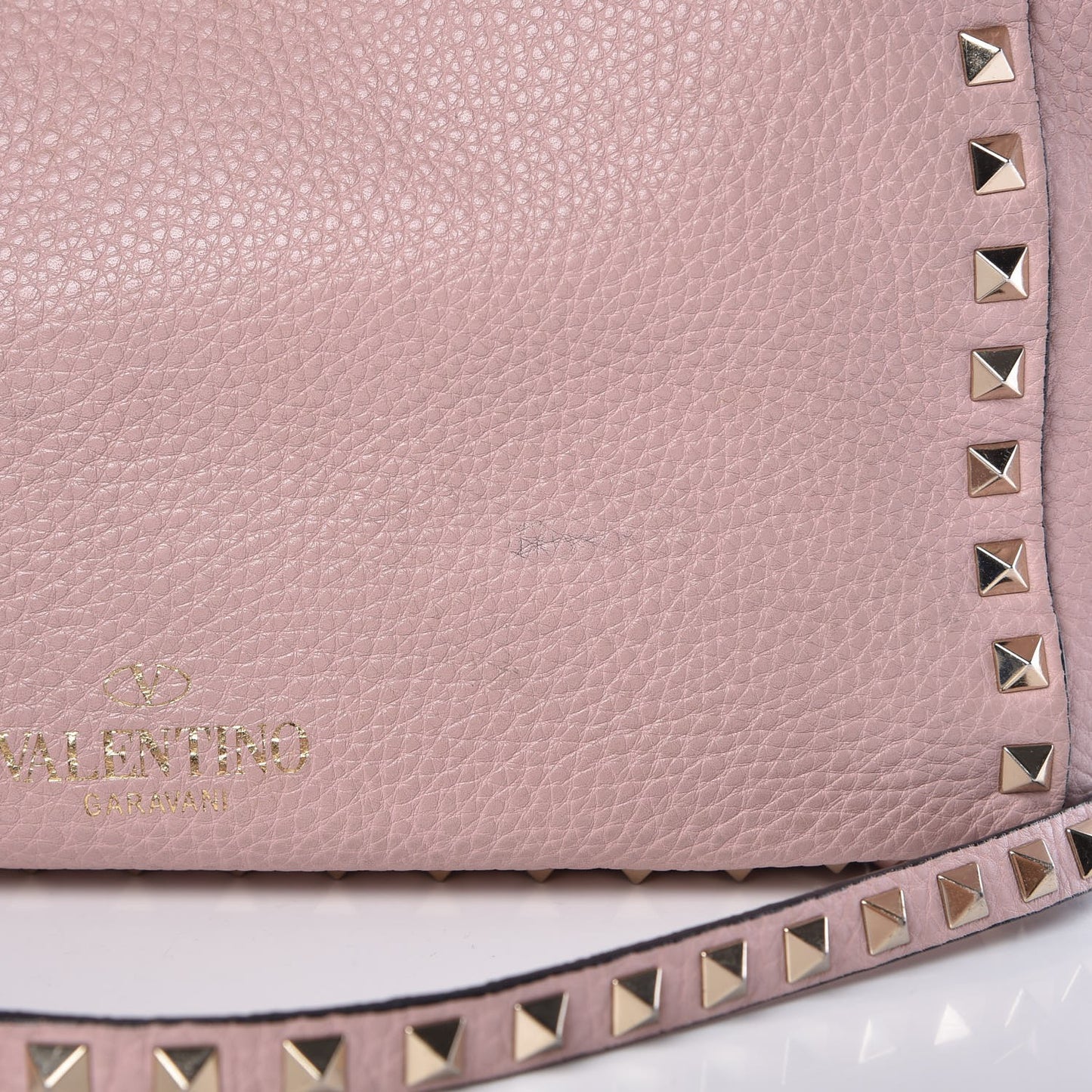 Grained Calfskin Small Rockstud Tote Water Rose