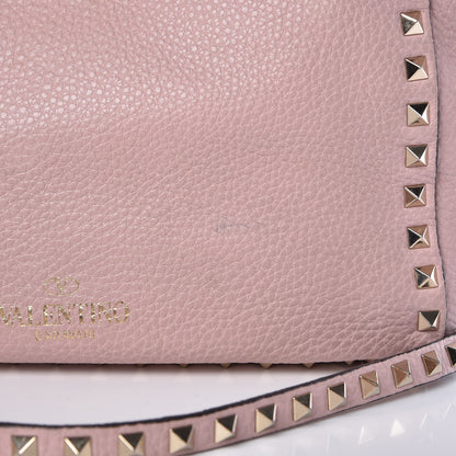 Valentino Garavani Grained Calfskin Small Rockstud Tote Water Rose 10 of 15
