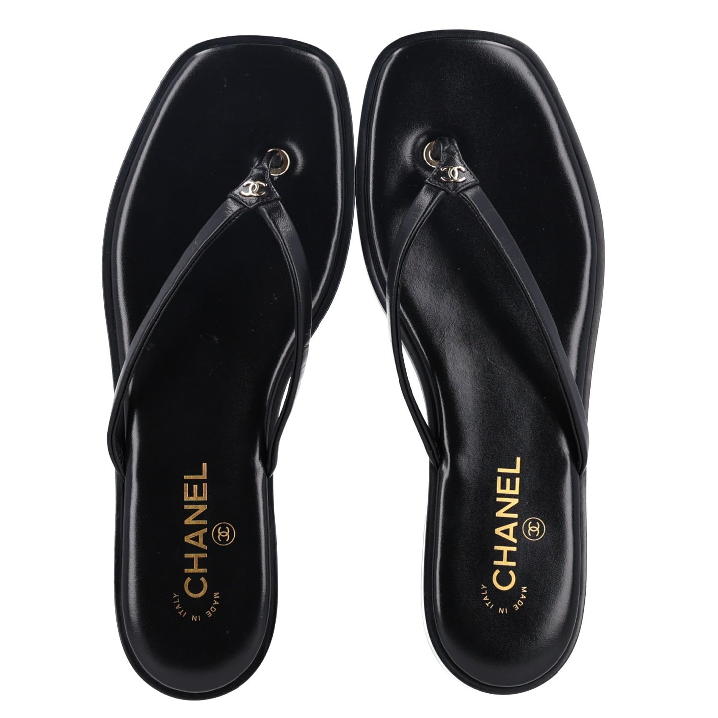 Goatskin CC Times Square Thong Sandals 42 Black