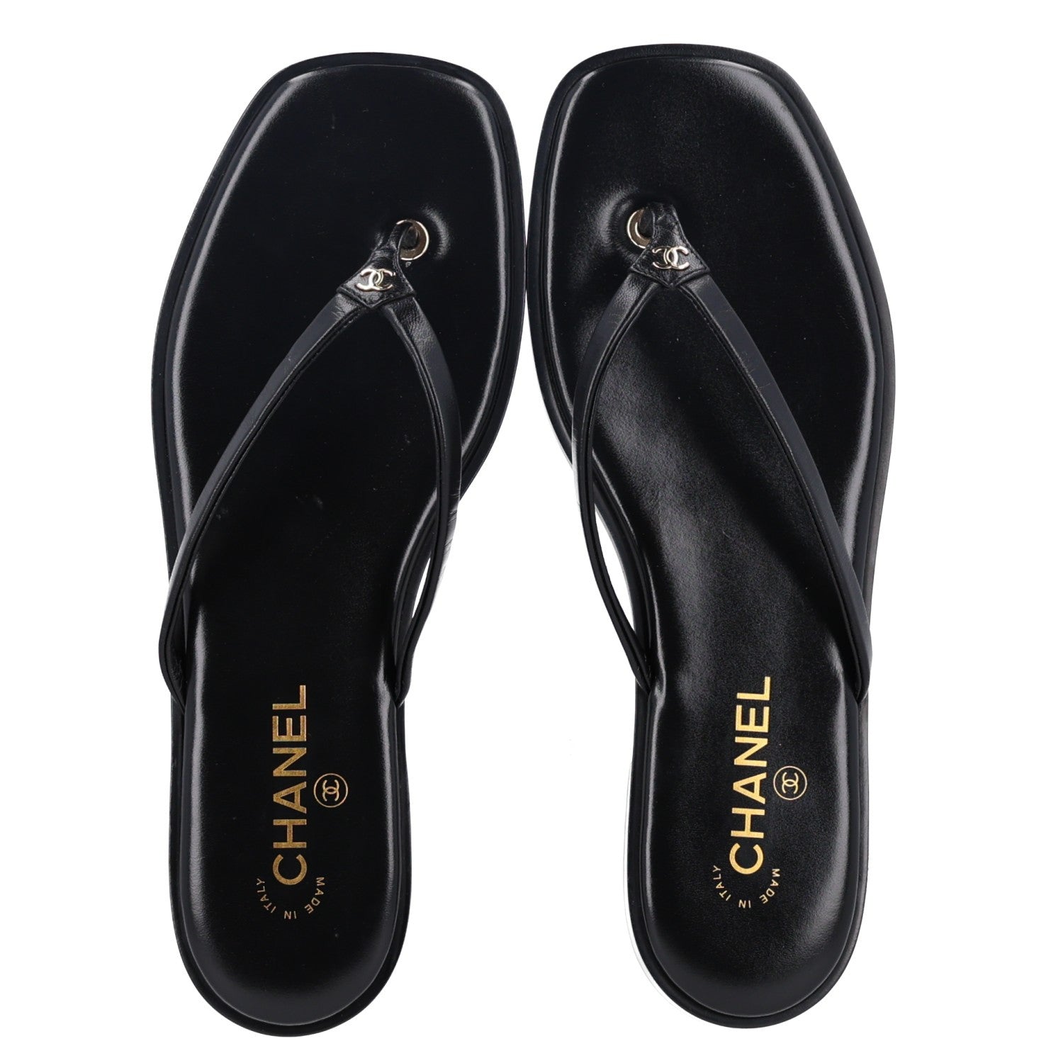 Chanel Goatskin CC Times Square Thong Sandals 42 Black 2 of 10