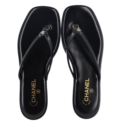 Chanel Goatskin CC Times Square Thong Sandals 42 Black 2 of 10